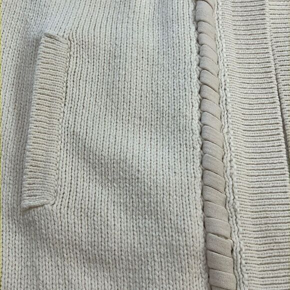 CARLISLE Cream Heavy Knit Open Front Cardigan Wool Blend Ribbed Pockets Sz S NWT - Picture 7 of 10